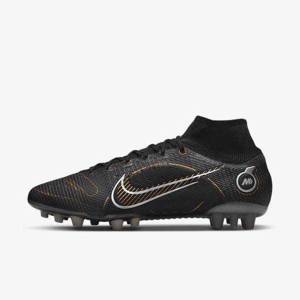 Nike Mercurial Superfly 8 Elite AG Artificial-Grasss Moški Nogometni Čevlji Črna / Kovinski Srebrna / Siva / Kovinski Zlato | NK641OSY