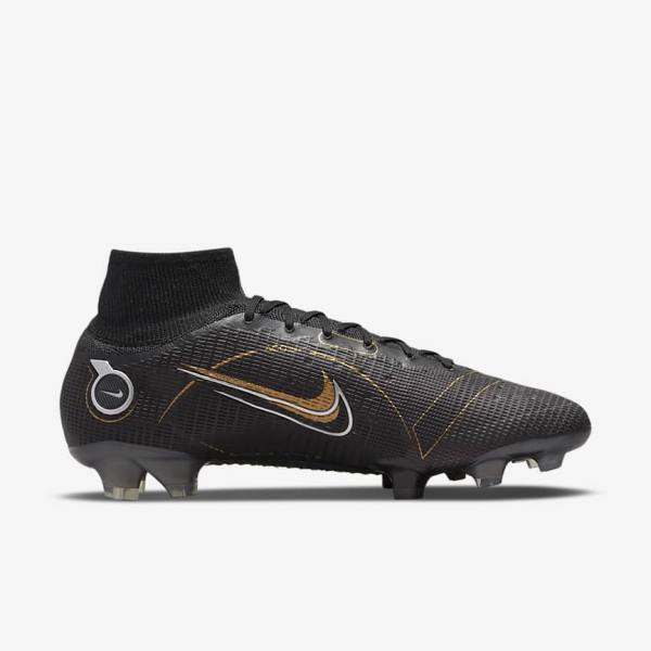 Nike Mercurial Superfly 8 Elite FG Firm-Grounds Ženske Nogometni Čevlji Črna / Kovinski Srebrna / Siva / Kovinski Zlato | NK093HSE