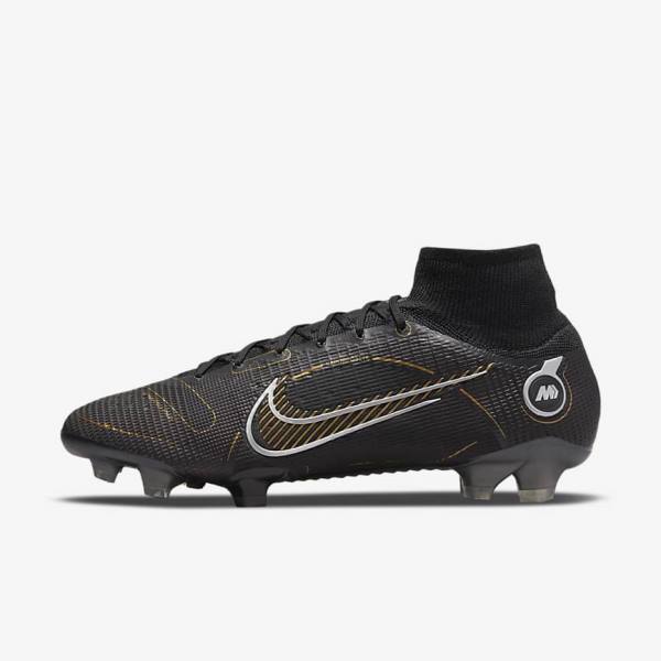 Nike Mercurial Superfly 8 Elite FG Firm-Grounds Ženske Nogometni Čevlji Črna / Kovinski Srebrna / Siva / Kovinski Zlato | NK093HSE