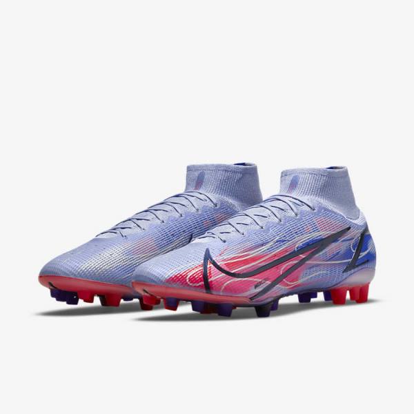 Nike Mercurial Superfly 8 Elite KM AG Artificial-Grass Moški Nogometni Čevlji Indigo | NK031KFT