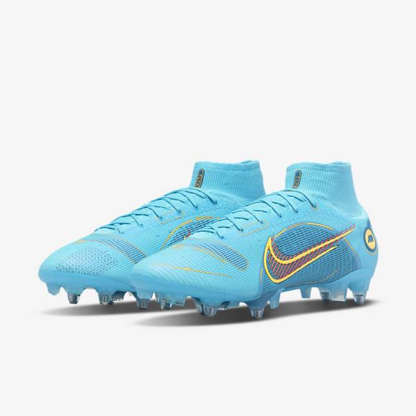 Nike Mercurial Superfly 8 Elite SG-PRO Anti-Clog Traction Soft-Ground Ženske Nogometni Čevlji Modra / Oranžna | NK165CKM