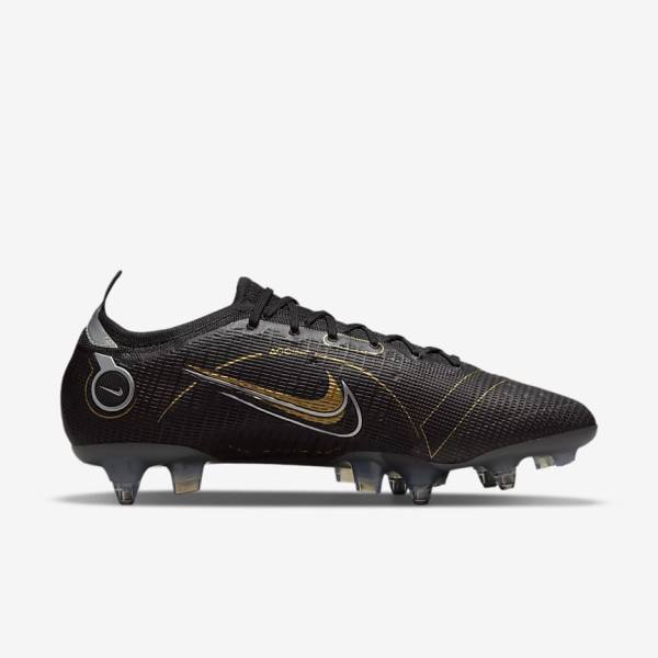 Nike Mercurial Vapor 14 Elite SG-PRO Anti-Clog Traction Soft-Grounds Ženske Nogometni Čevlji Črna / Kovinski Srebrna / Siva / Kovinski Zlato | NK360JLK