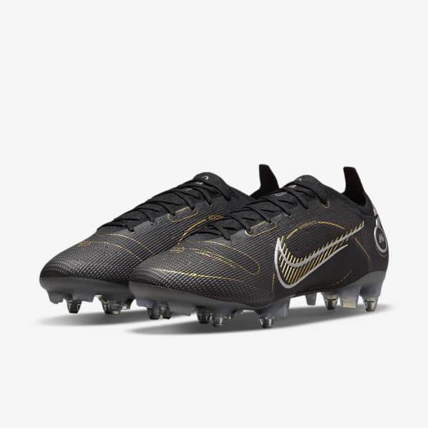 Nike Mercurial Vapor 14 Elite SG-PRO Anti-Clog Traction Soft-Grounds Ženske Nogometni Čevlji Črna / Kovinski Srebrna / Siva / Kovinski Zlato | NK360JLK