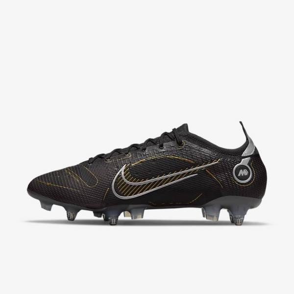 Nike Mercurial Vapor 14 Elite SG-PRO Anti-Clog Traction Soft-Grounds Ženske Nogometni Čevlji Črna / Kovinski Srebrna / Siva / Kovinski Zlato | NK360JLK