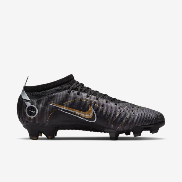 Nike Mercurial Vapor 14 Pro FG Firm-Ground Moški Nogometni Čevlji Črna / Kovinski Srebrna / Siva / Kovinski Zlato | NK537VRN