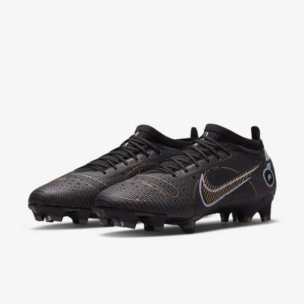 Nike Mercurial Vapor 14 Pro FG Firm-Ground Moški Nogometni Čevlji Črna / Kovinski Srebrna / Siva / Kovinski Zlato | NK537VRN