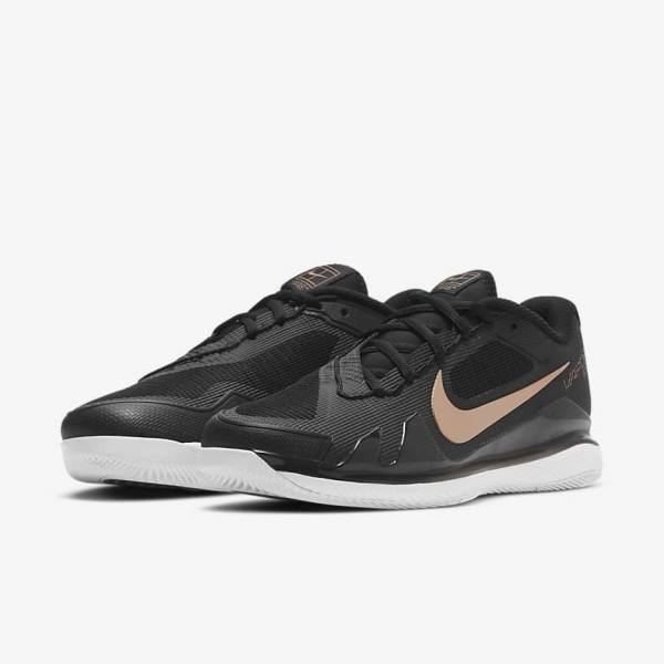 Nike NikeCourt Air Zoom Vapor Pro Hard-Court Ženske Tenis Copati Črna / Bela / Kovinski Rdeča Rjav | NK138SOP