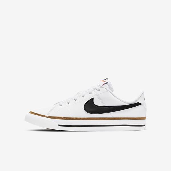 Nike NikeCourt Legacy Older Otroci Superge Bela / Svetloba Rjav / Črna | NK193MYZ