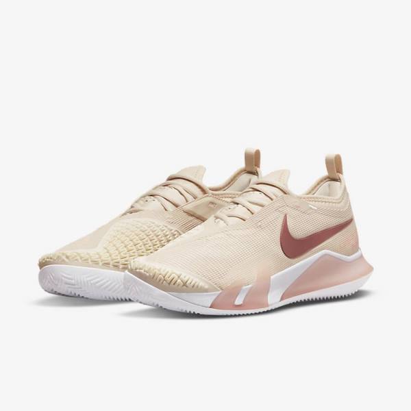 Nike NikeCourt React Vapor NXT Clay Court Ženske Tenis Copati Bela / Koral / Rdeča | NK708ZHG