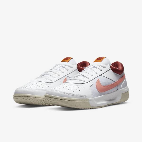 Nike NikeCourt Zoom Lite 3 Ženske Tenis Copati Bela / Rdeča / Bela / Svetloba | NK185LUK