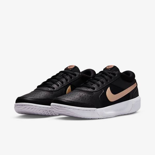 Nike NikeCourt Zoom Lite 3 Ženske Tenis Copati Črna / Bela / Kovinski Rdeča Rjav | NK485TDL