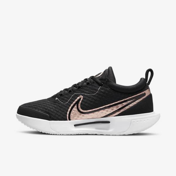 Nike NikeCourt Zoom Pro Hard Court Ženske Tenis Copati Črna / Bela / Kovinski Rdeča Rjav | NK597QVD