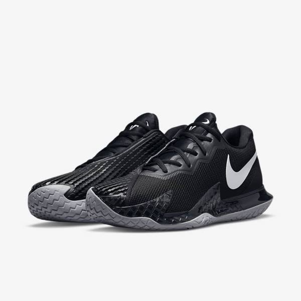 Nike NikeCourt Zoom Vapor Cage 4 Rafa Hard Court Moški Tenis Copati Črna / Kovinski Srebrna | NK671ZPM