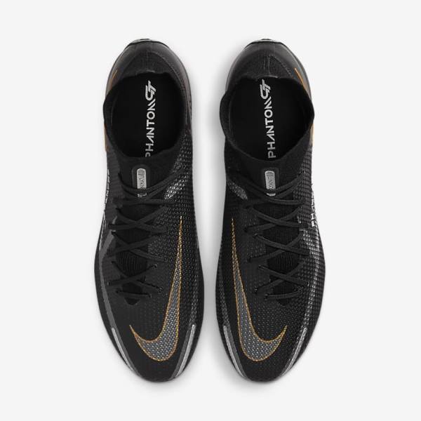 Nike Phantom GT2 Dynamic Fit Elite AG-Pro Artificial-Grass Moški Nogometni Čevlji Črna / Kovinski Zlato / Kovinski Srebrna / Kovinski Temno Siva | NK308GTL