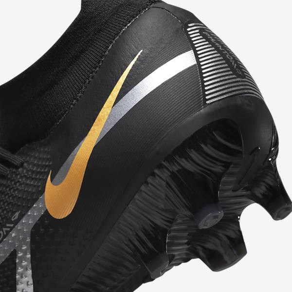 Nike Phantom GT2 Pro Dynamic Fit FG Firm-Ground Ženske Nogometni Čevlji Črna / Kovinski Zlato / Kovinski Srebrna / Kovinski Temno Siva | NK031VOS