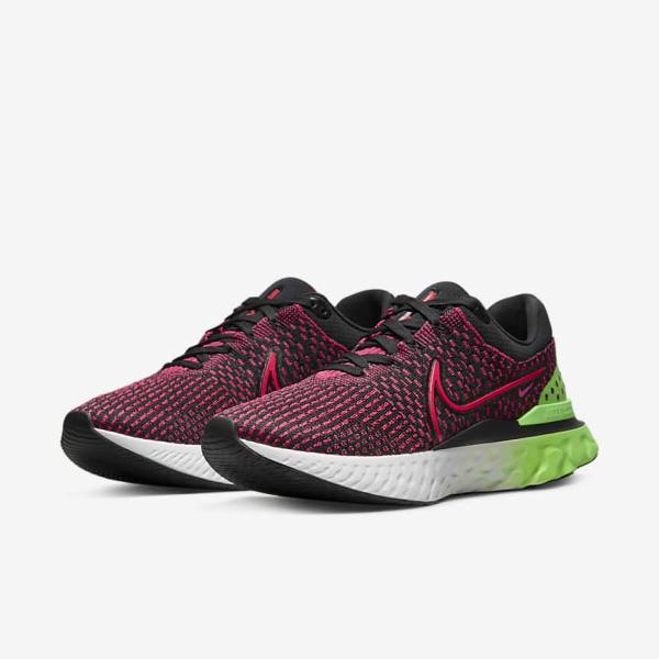 Nike React Infinity Run Flyknit 3 Road Moški Tekaški Čevlji Črna / Zelena / Rdeča | NK659EMA