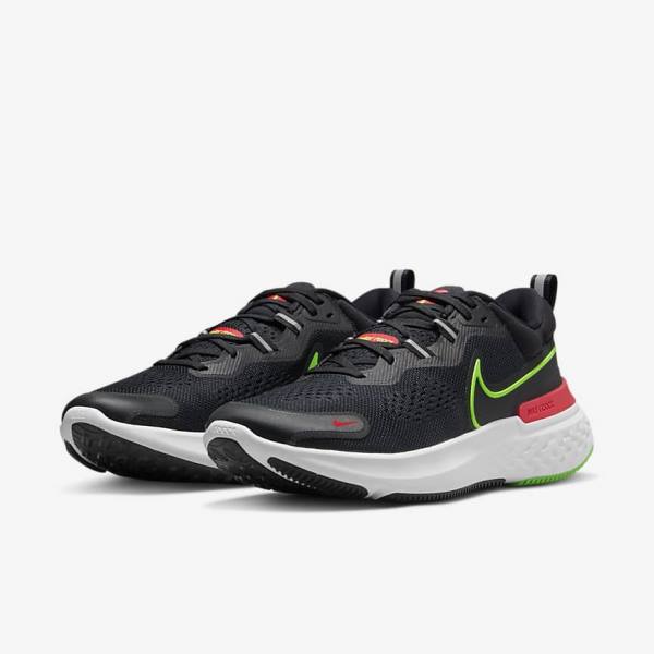 Nike React Miler 2 Road Moški Tekaški Čevlji Črna / Rdeča / Bela / Zelena | NK432HPY