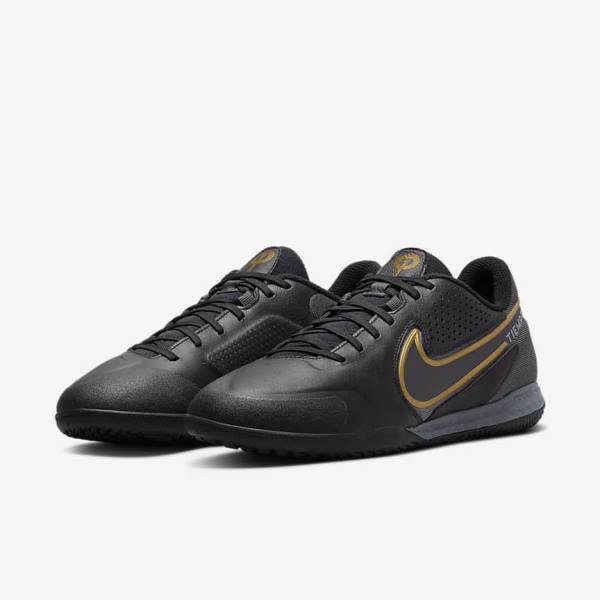 Nike React Tiempo Legend 9 Pro IC Indoor-Court Moški Nogometni Čevlji Črna / Temno Siva / Kovinski Zlato / Kovinski Temno Siva | NK295PLB