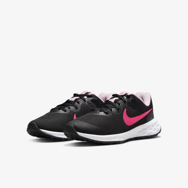 Nike Revolution 6 Older Road Otroci Tekaški Čevlji Črna / Roza | NK102KPD