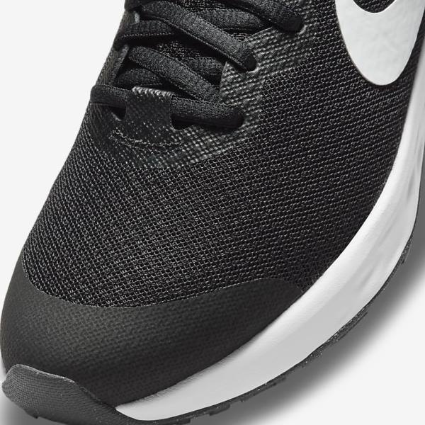 Nike Revolution 6 Older Road Otroci Tekaški Čevlji Črna / Temno Siva / Bela | NK253WOS