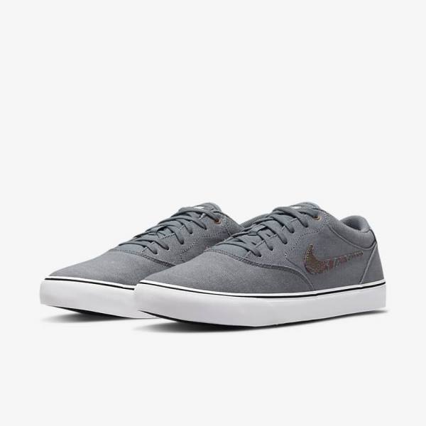 Nike SB Chron 2 Canvas Premium Moški Skate Čevlji Siva / Bela | NK127WMF