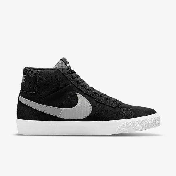 Nike SB Zoom Blazer Mid Premium Moški Skate Čevlji Črna / Siva / Bela | NK436RBN