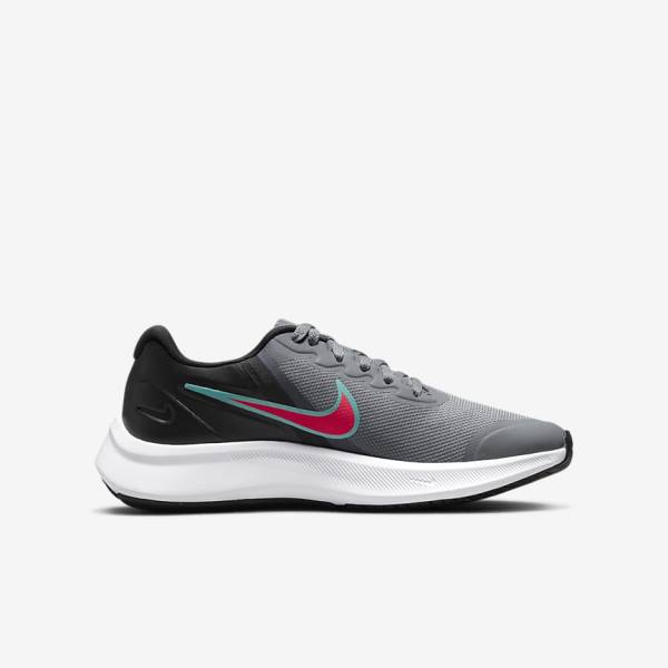 Nike Star Runner 3 Older Road Otroci Tekaški Čevlji Siva / Črna / Rdeča | NK762DQH