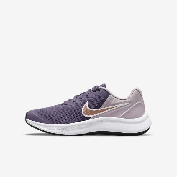 Nike Star Runner 3 Older Road Otroci Tekaški Čevlji Vijolična / Siva / Kovinski Rdeča Rjav | NK967KYC