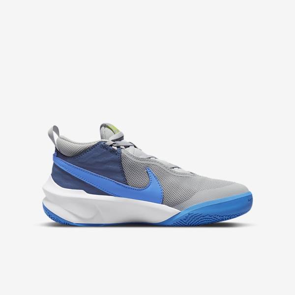 Nike Team Hustle D 10 Older Otroci Košarkaški Copati Siva / Mornarica / Zelena / Modra | NK740BSW