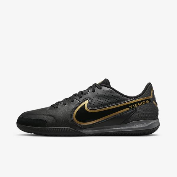 Nike Tiempo Legend 9 Academy IC Indoor-Court Ženske Nogometni Čevlji Črna / Temno Siva / Kovinski Zlato / Črna | NK042RXB