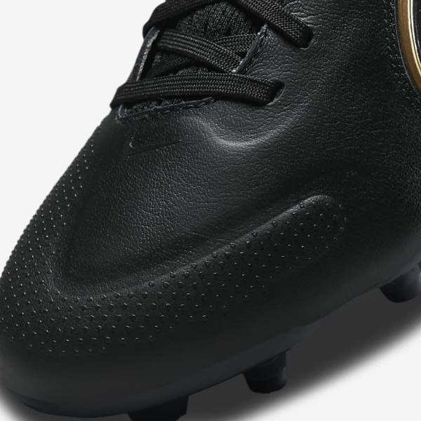 Nike Tiempo Legend 9 Pro FG Firm-Ground Moški Nogometni Čevlji Črna / Temno Siva / Kovinski Zlato / Kovinski Temno Siva | NK820ZTJ