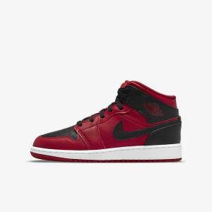 Nike Air Jordan 1 Mid Older Otroci Superge Rdeča / Bela / Črna | NK789GXC