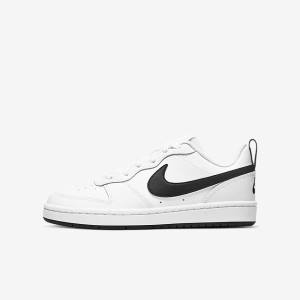 Nike Court Borough Low 2 Older Otroci Superge Bela / Črna | NK563SBY