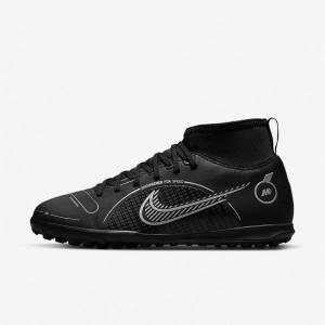 Nike Jr. Mercurial Superfly 8 Club TF Older Turf Otroci Nogometni Čevlji Črna / Siva / Kovinski Srebrna | NK493VGB