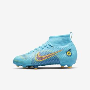 Nike Jr. Mercurial Superfly 8 Pro FG Younger and Older Firm-Grounds Otroci Nogometni Čevlji Modra / Oranžna | NK365IPL