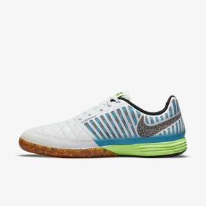 Nike Lunar Gato II IC Indoor Court Moški Nogometni Čevlji Bela / Svetloba Modra / Črna / Črna | NK324NFL