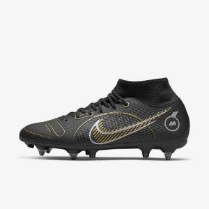 Nike Mercurial Superfly 8 Academy SG-PRO Anti-Clog Traction Soft-Grounds Ženske Nogometni Čevlji Črna / Kovinski Srebrna / Siva / Kovinski Zlato | NK124TOS